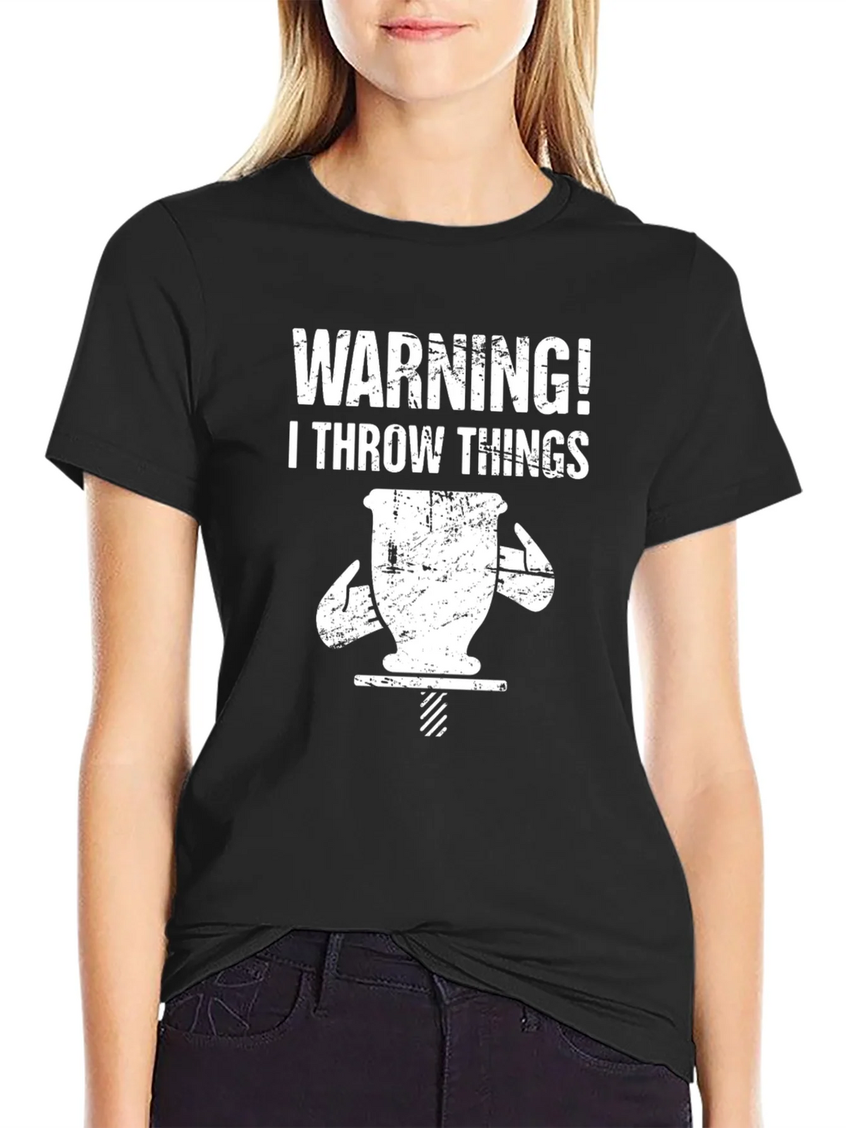 Warning! I Throw Things T-Shirt Funny Pottery Gift product image 2