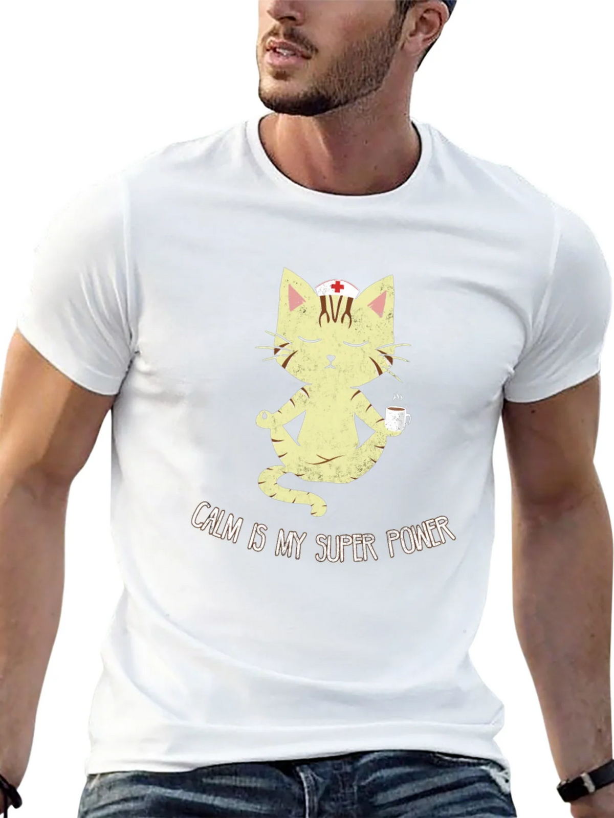 Calm is My Superpower Nurse Cat T-Shirt product image 12