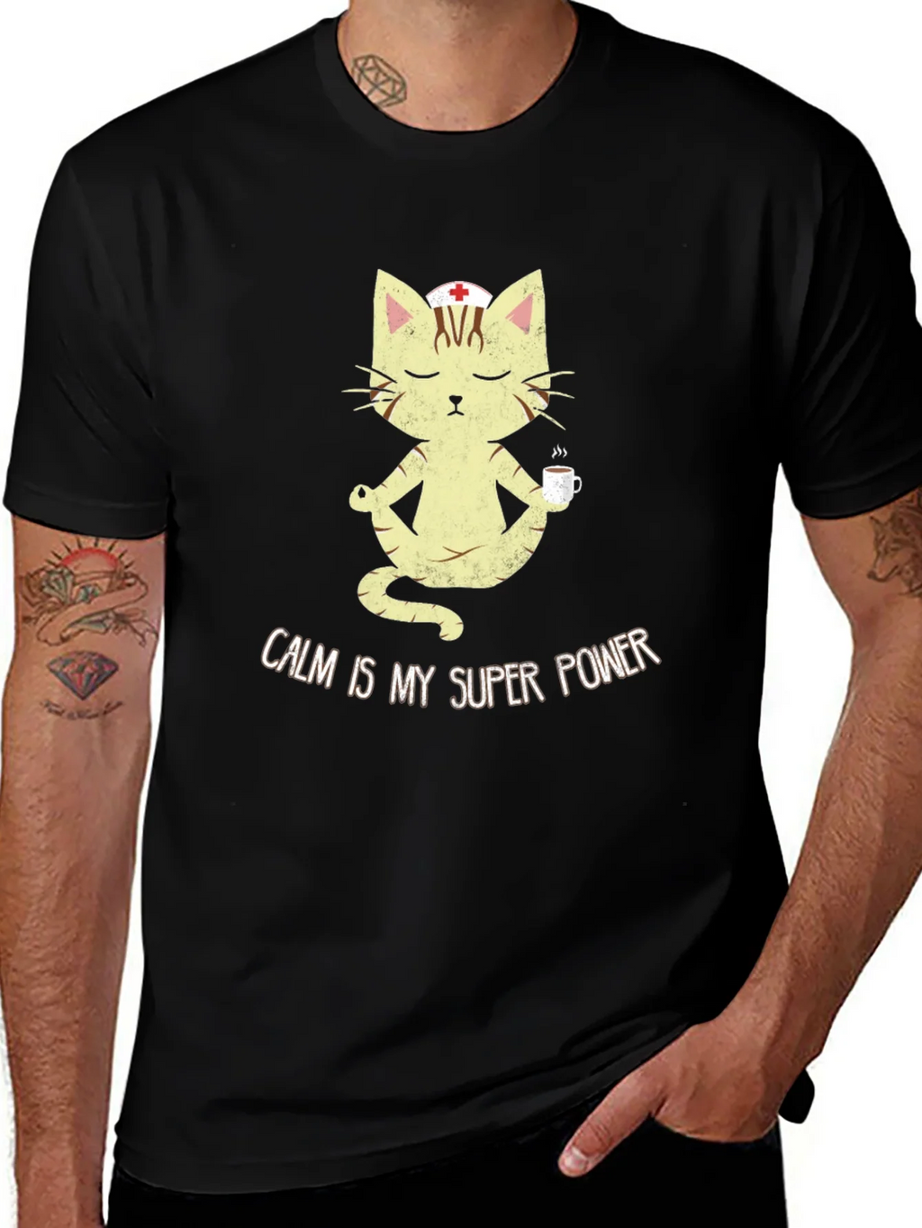 Calm is My Superpower Nurse Cat T-Shirt product image 1