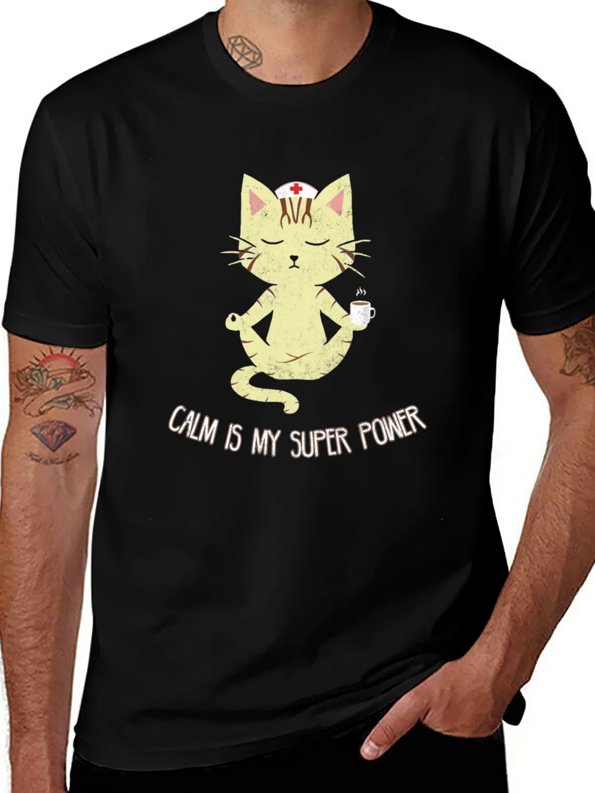 Calm is My Superpower Nurse Cat T-Shirt product image 1