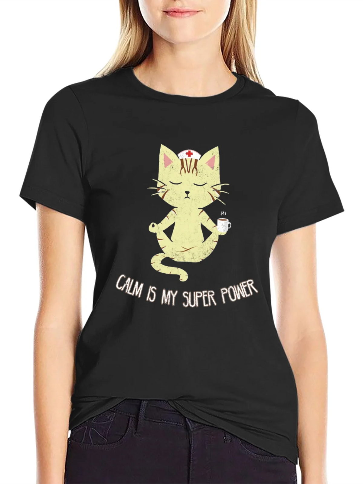 Calm is My Superpower Nurse Cat T-Shirt product image 2