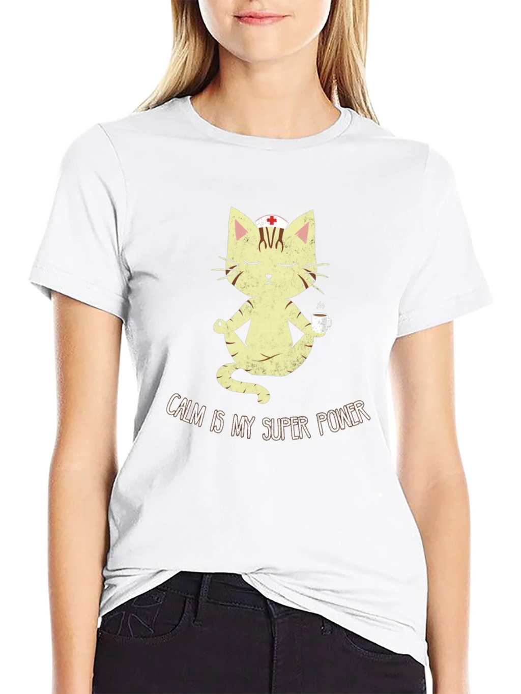 Calm is My Superpower Nurse Cat T-Shirt product image 8