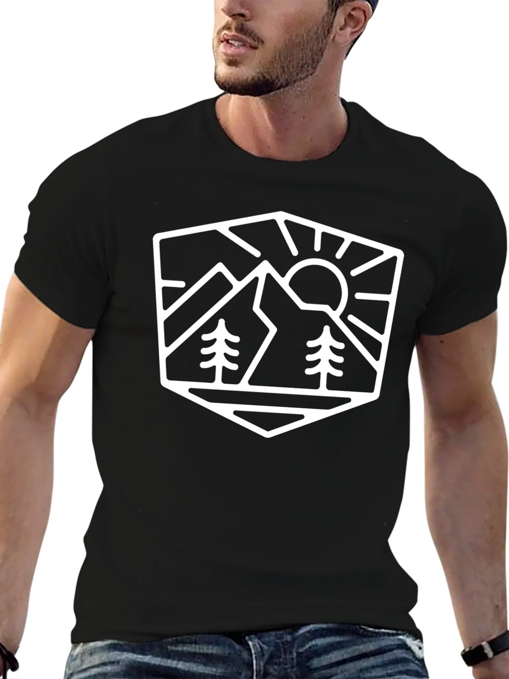 Mountainscape Graphic Black T-Shirt product image 3