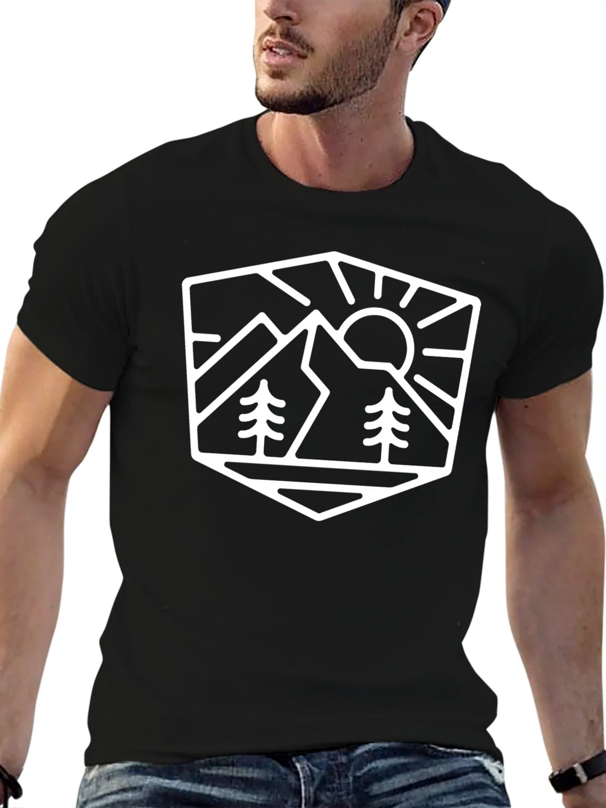 Mountainscape Graphic Black T-Shirt product image 3