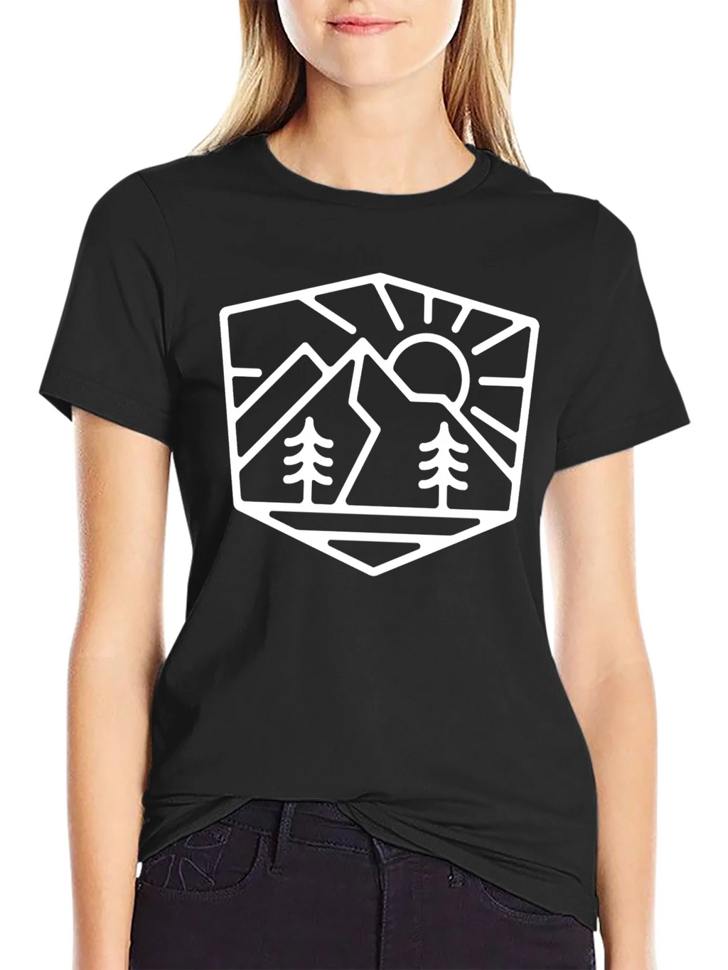 Mountainscape Graphic Black T-Shirt product image 2