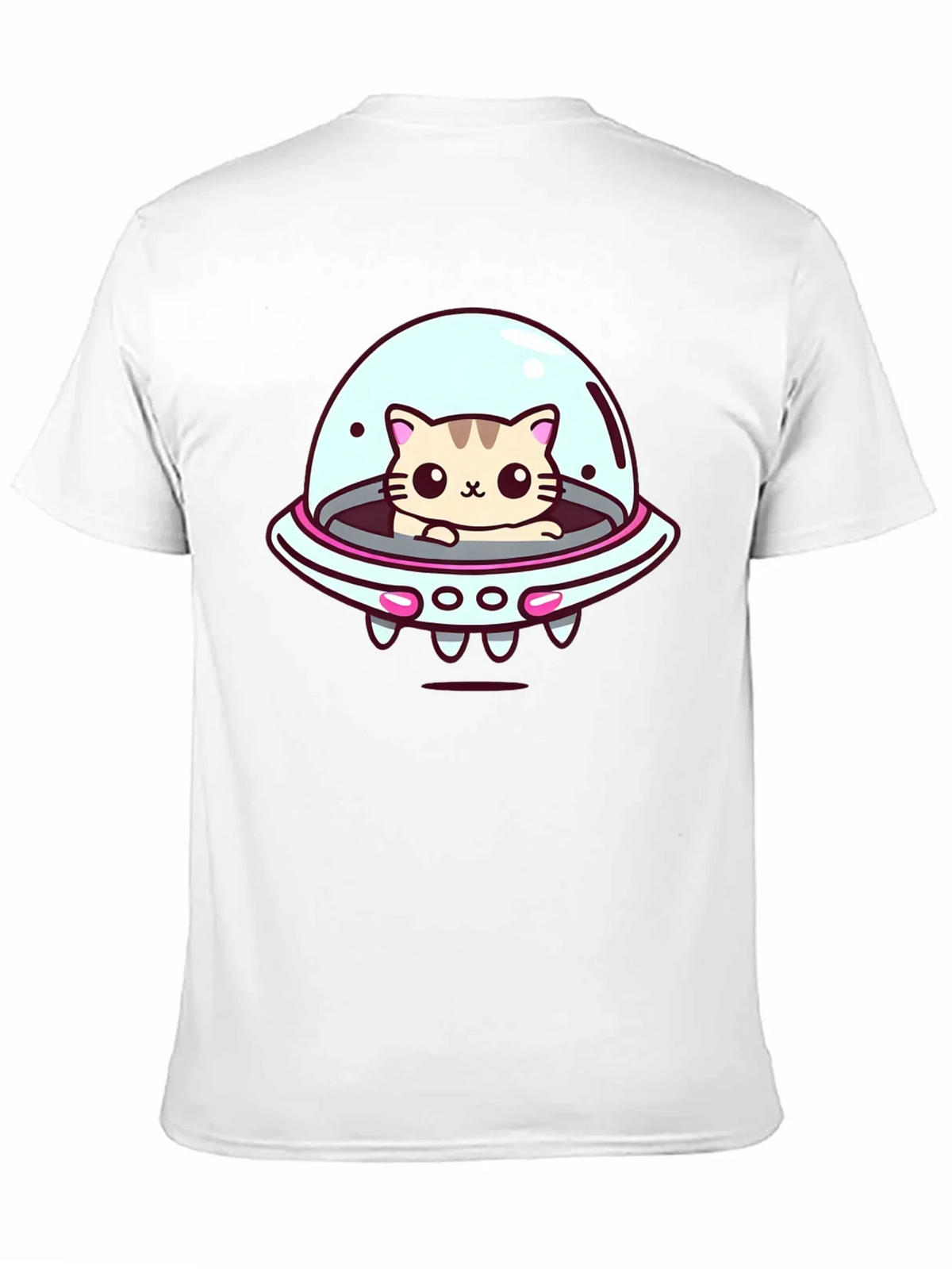 Cute Cat UFO Graphic T-Shirt - Black Cotton Tee product image 9