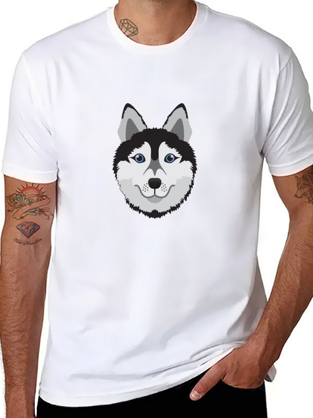 Cool Husky Dog Graphic Tee - Black Cotton T-Shirt product image 7
