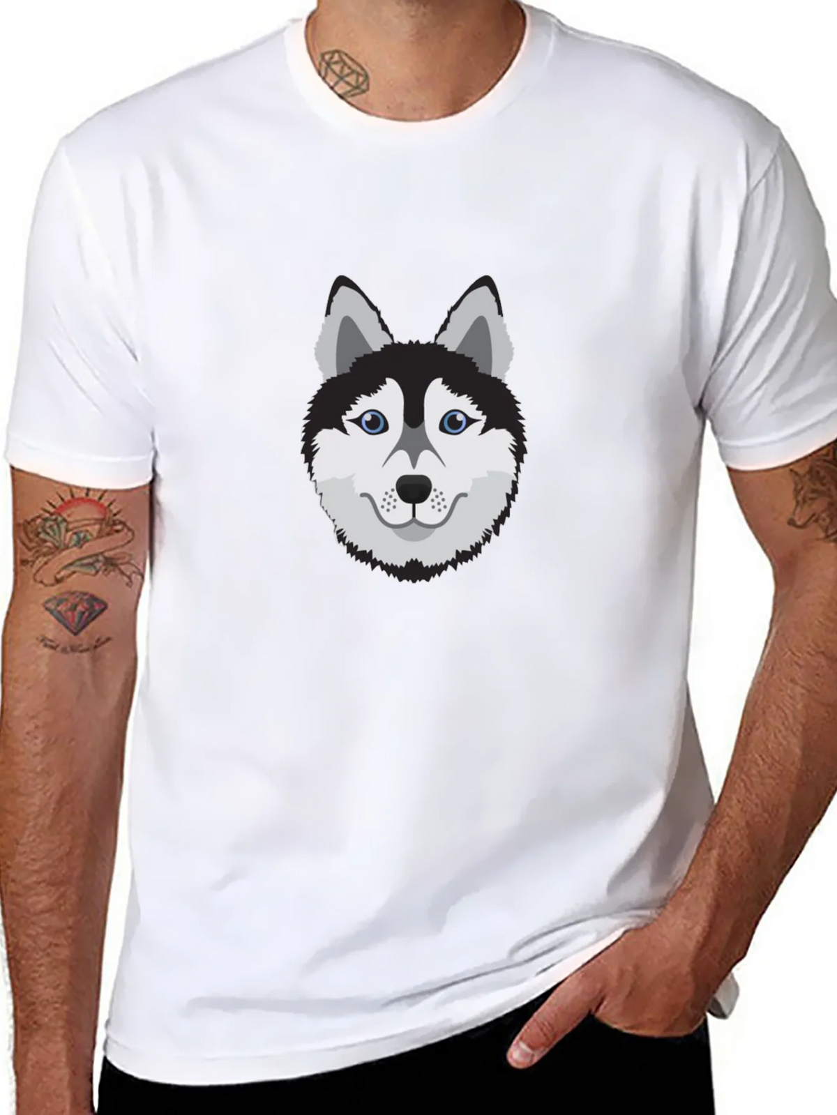 Cool Husky Dog Graphic Tee - Black Cotton T-Shirt product image 7