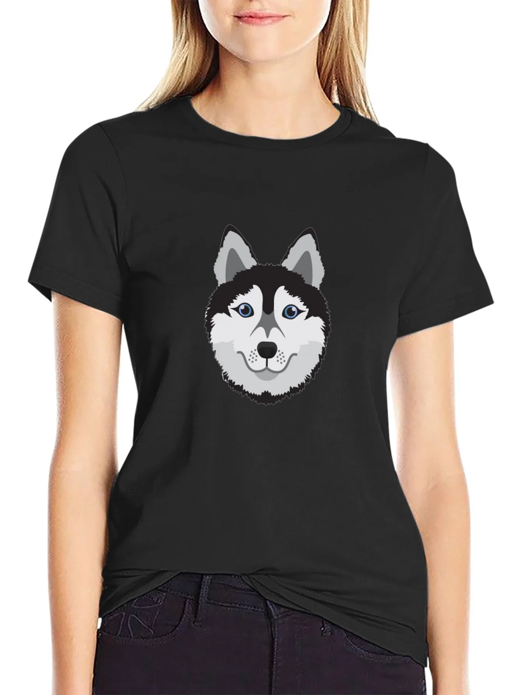 Cool Husky Dog Graphic Tee - Black Cotton T-Shirt product image 2