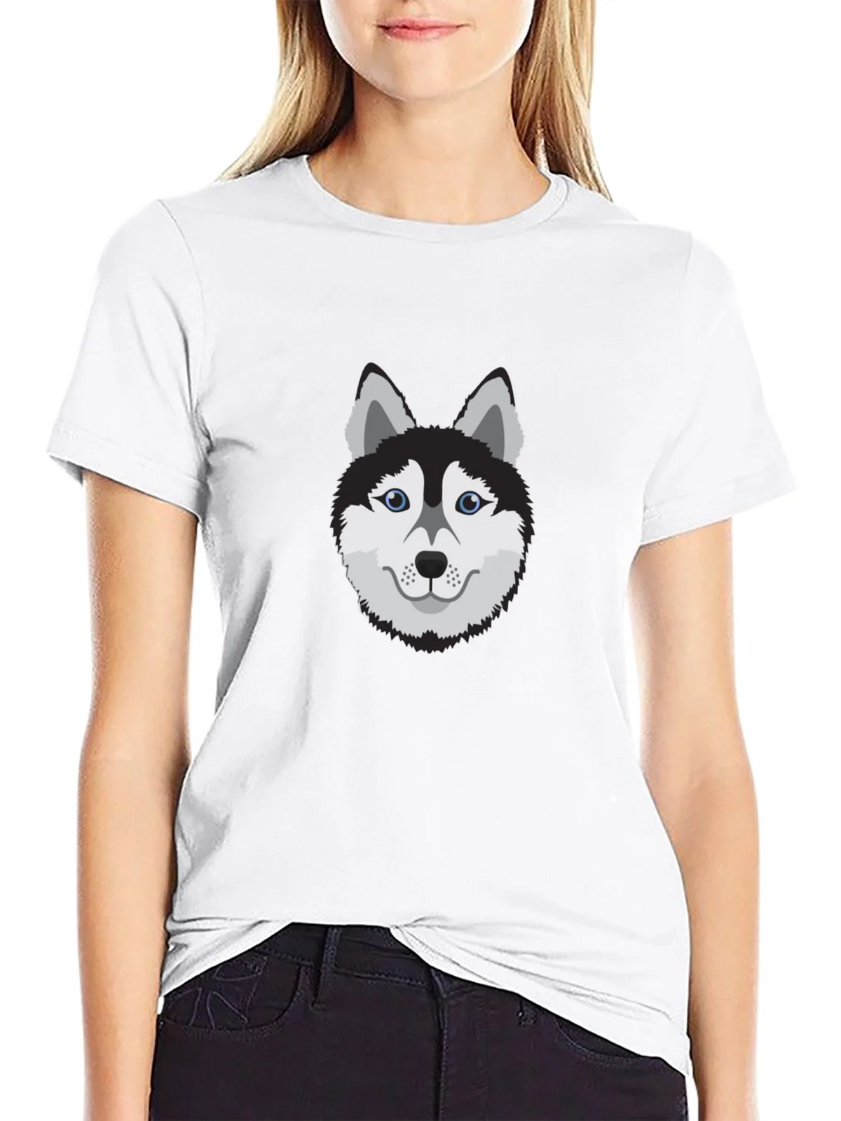 Cool Husky Dog Graphic Tee - Black Cotton T-Shirt product image 8