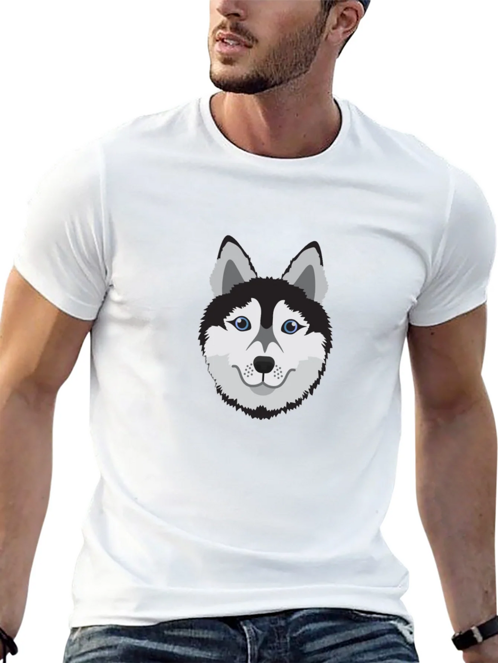 Cool Husky Dog Graphic Tee - Black Cotton T-Shirt product image 12