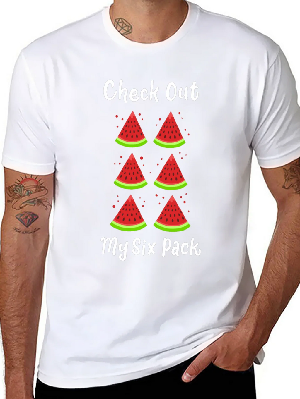 Funny Watermelon Six Pack Graphic T-Shirt product image 7
