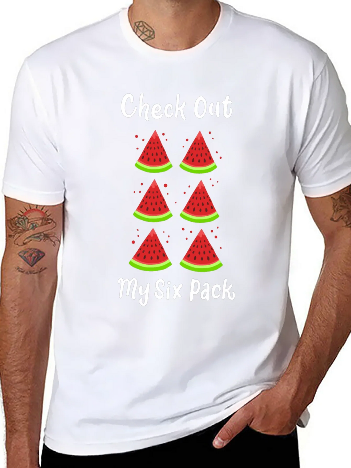 Funny Watermelon Six Pack Graphic T-Shirt product image 7
