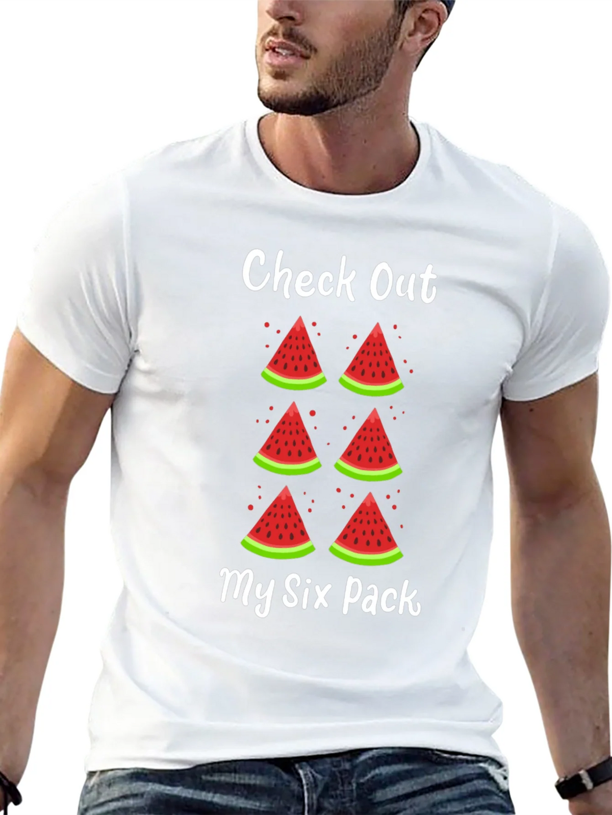 Funny Watermelon Six Pack Graphic T-Shirt product image 12