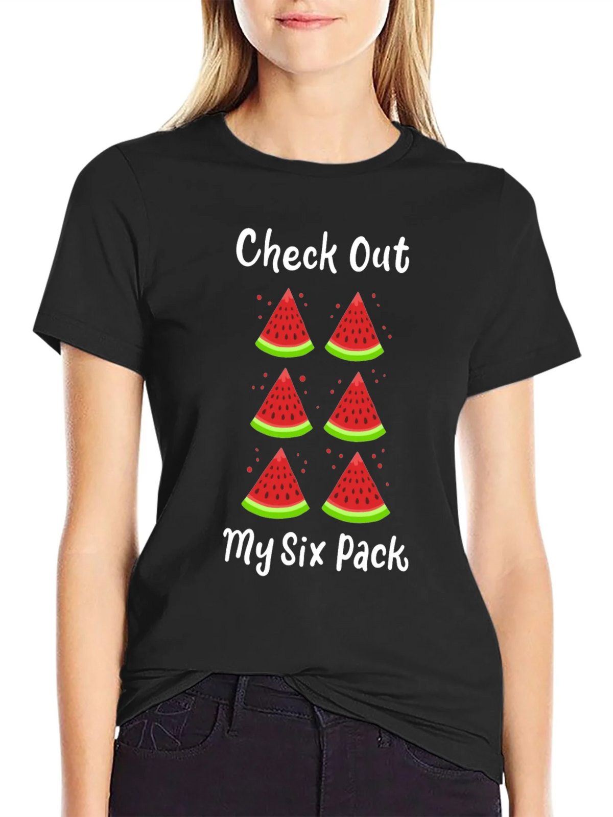 Funny Watermelon Six Pack Graphic T-Shirt product image 2