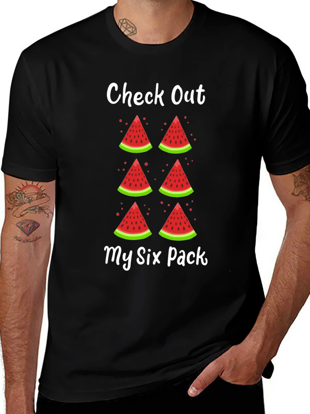 Funny Watermelon Six Pack Graphic T-Shirt product image 1