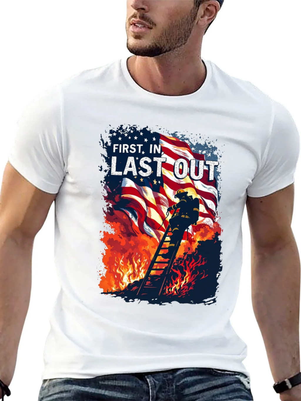 First In Last Out Firefighter T-Shirt product image 5