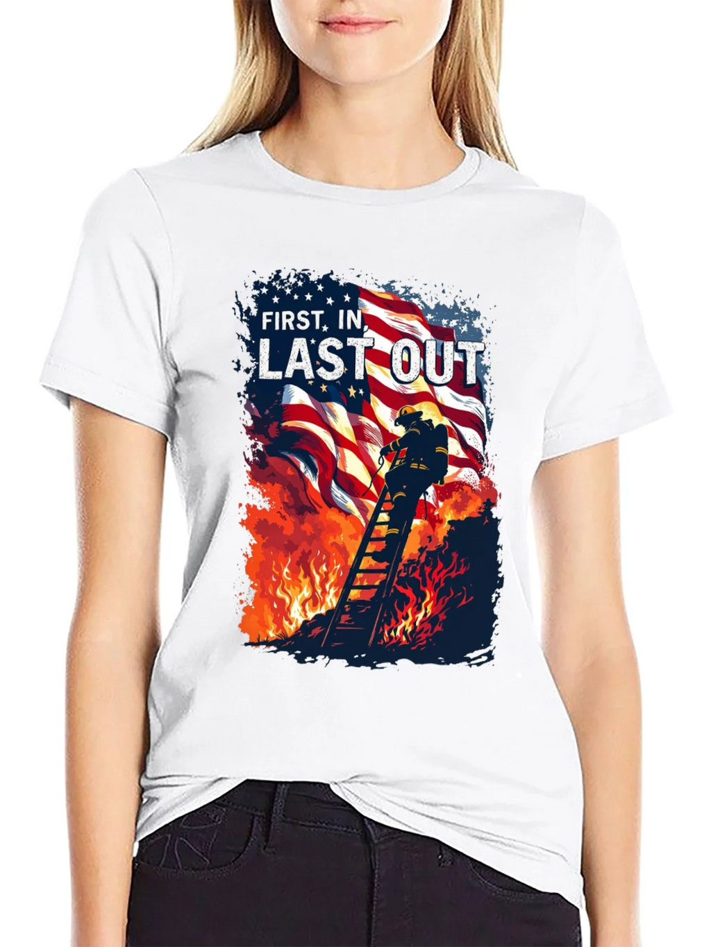 First In Last Out Firefighter T-Shirt product image 2