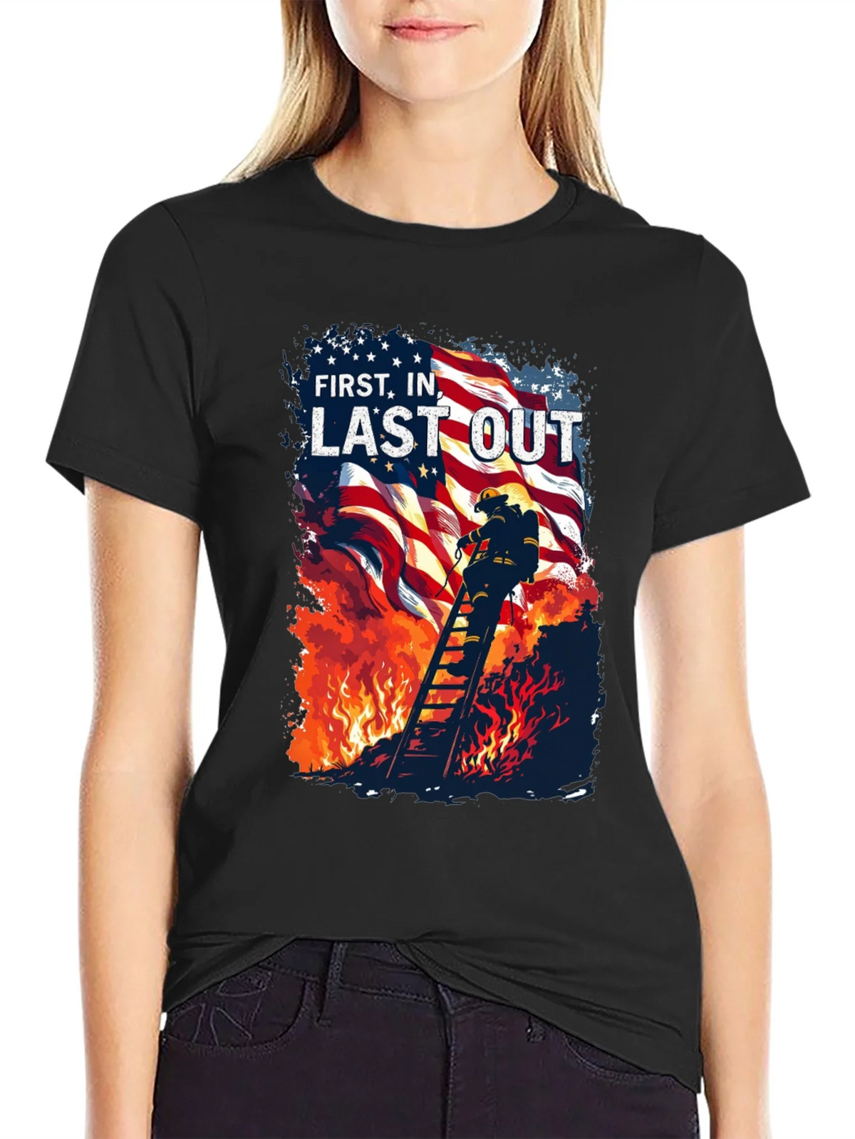 First In Last Out Firefighter T-Shirt product image 1