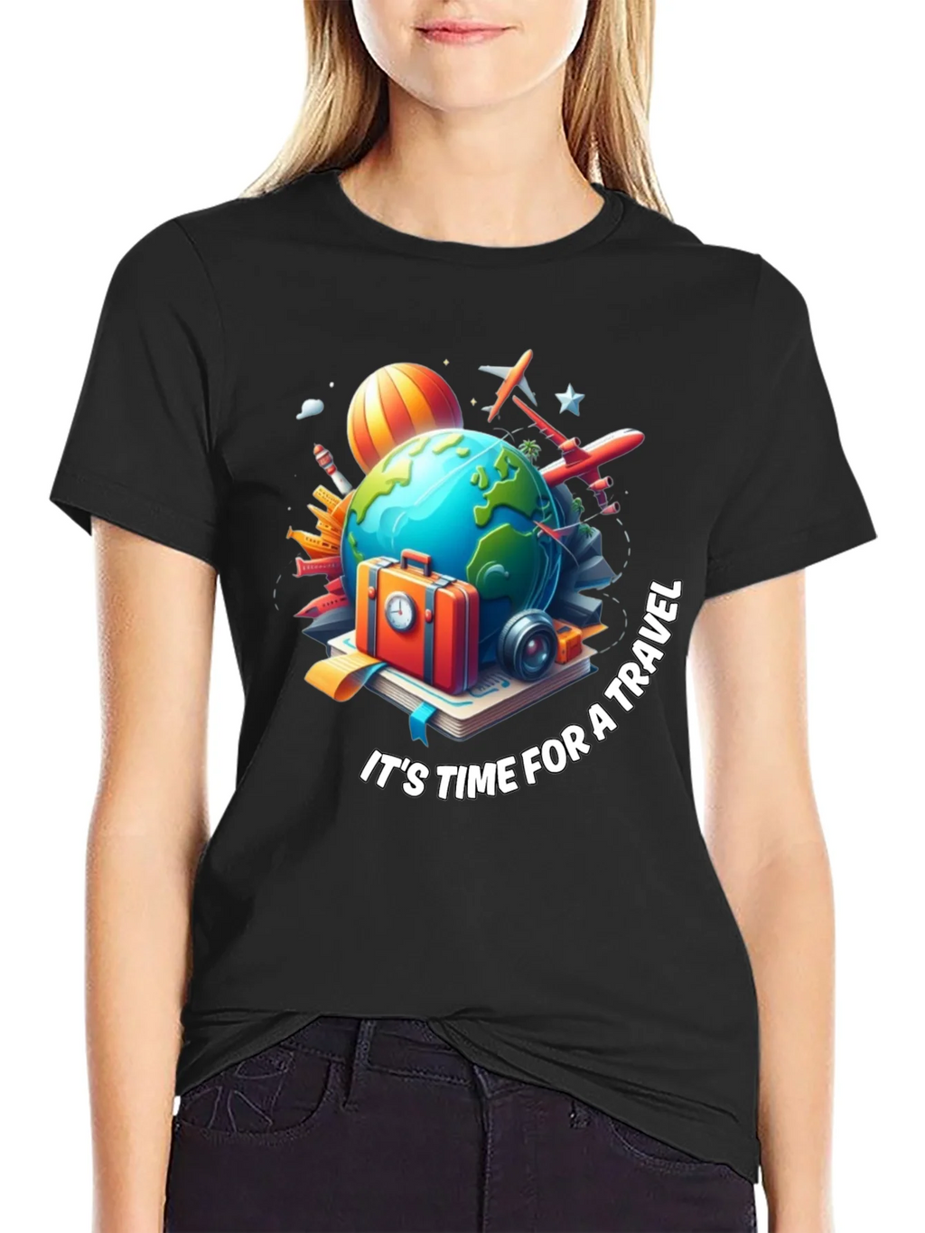 Travel Time Graphic T-Shirt - Black product image 1