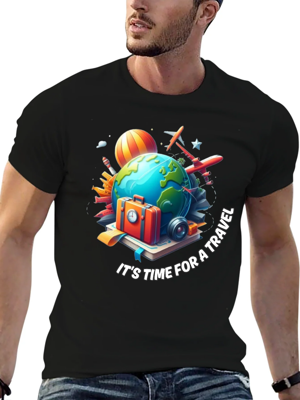 Travel Time Graphic T-Shirt - Black product image 3