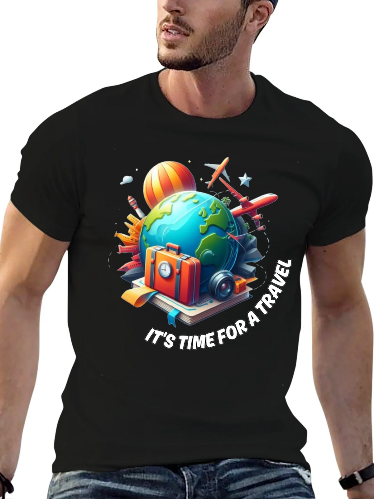 Travel Time Graphic T-Shirt - Black product image 3