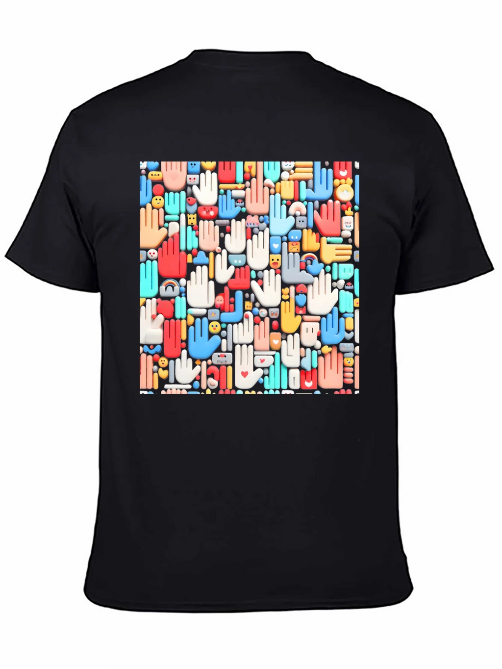 Hands Patterned Black T-Shirt product image 4