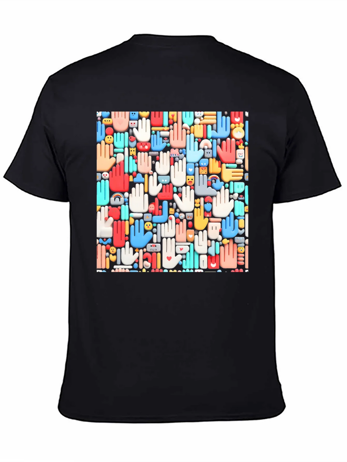 Hands Patterned Black T-Shirt product image 4