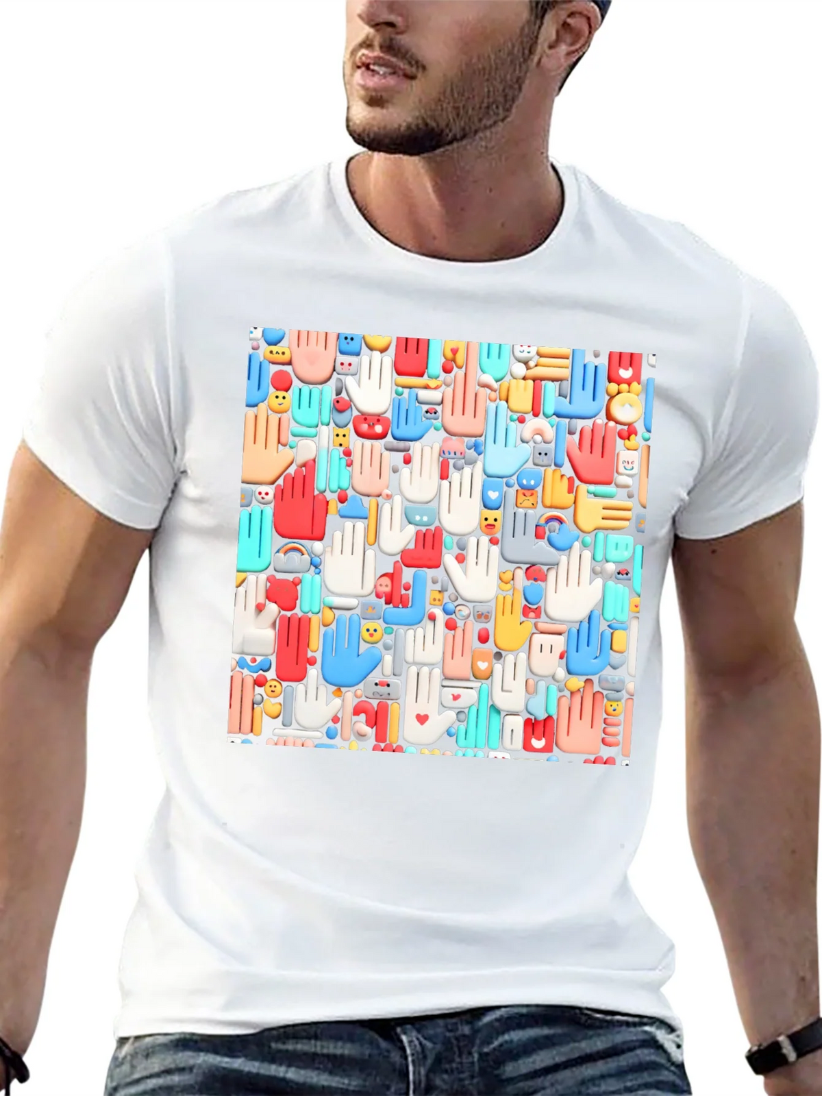 Hands Patterned Black T-Shirt product image 12