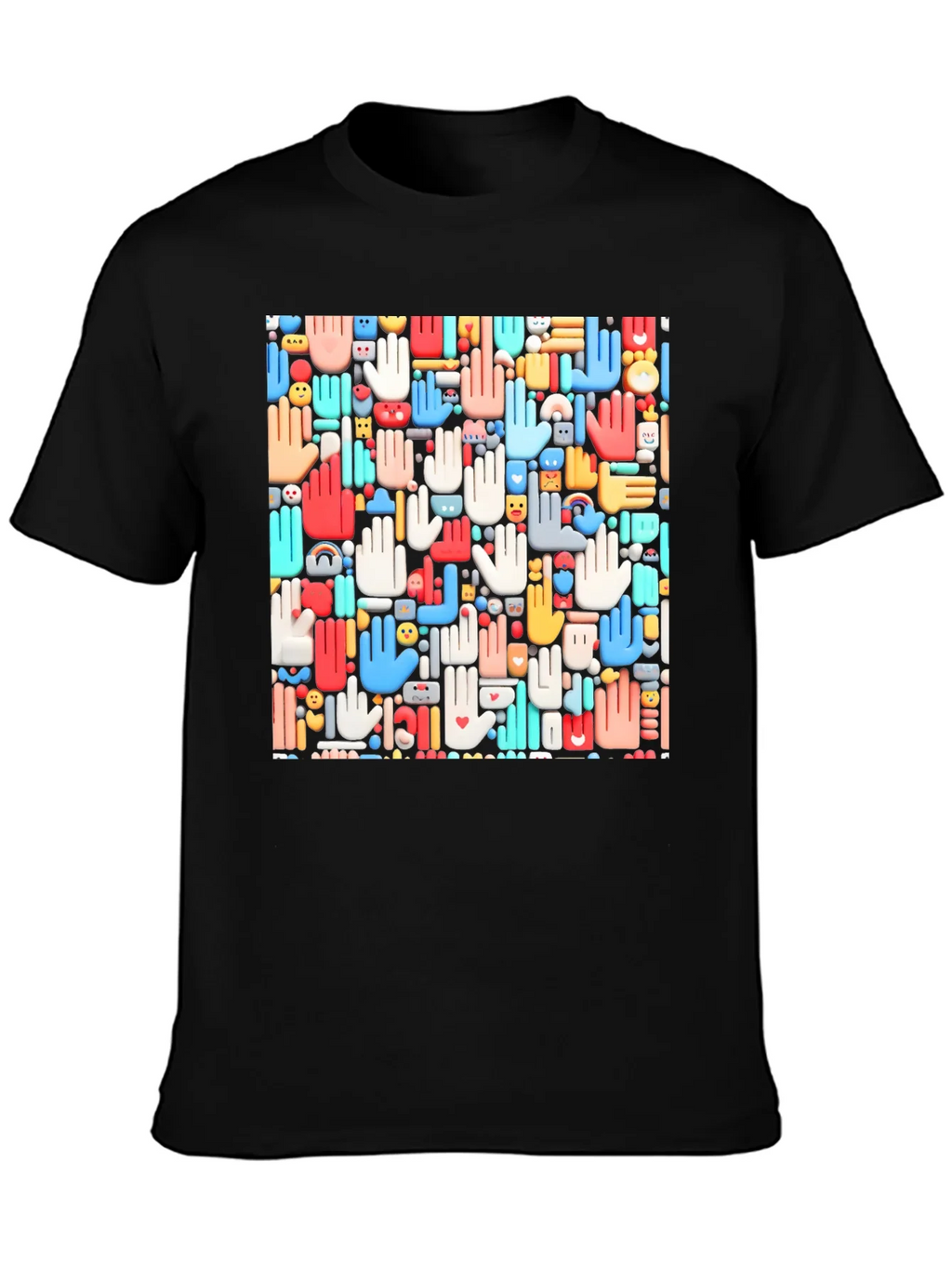 Hands Patterned Black T-Shirt product image 3