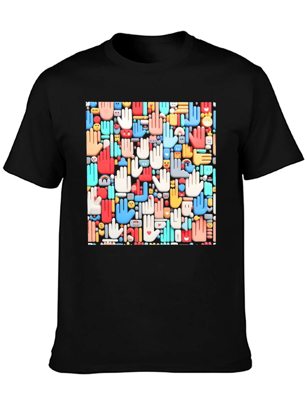 Hands Patterned Black T-Shirt product image 3