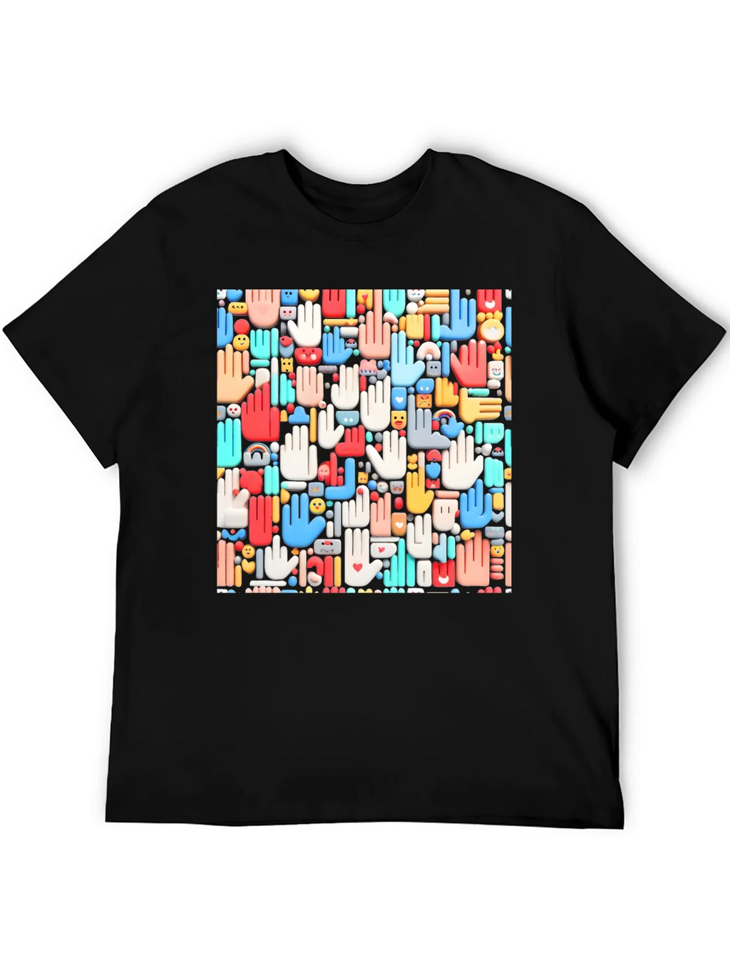 Hands Patterned Black T-Shirt product image 5