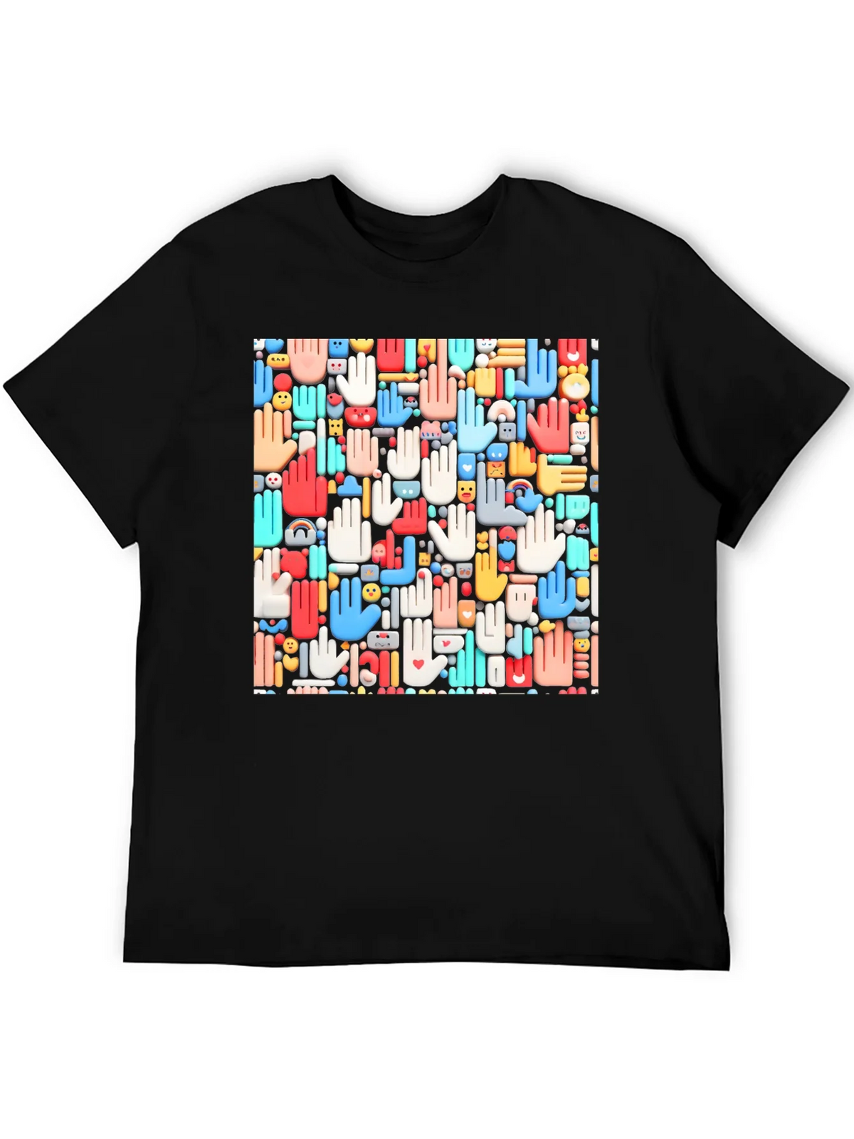 Hands Patterned Black T-Shirt product image 5