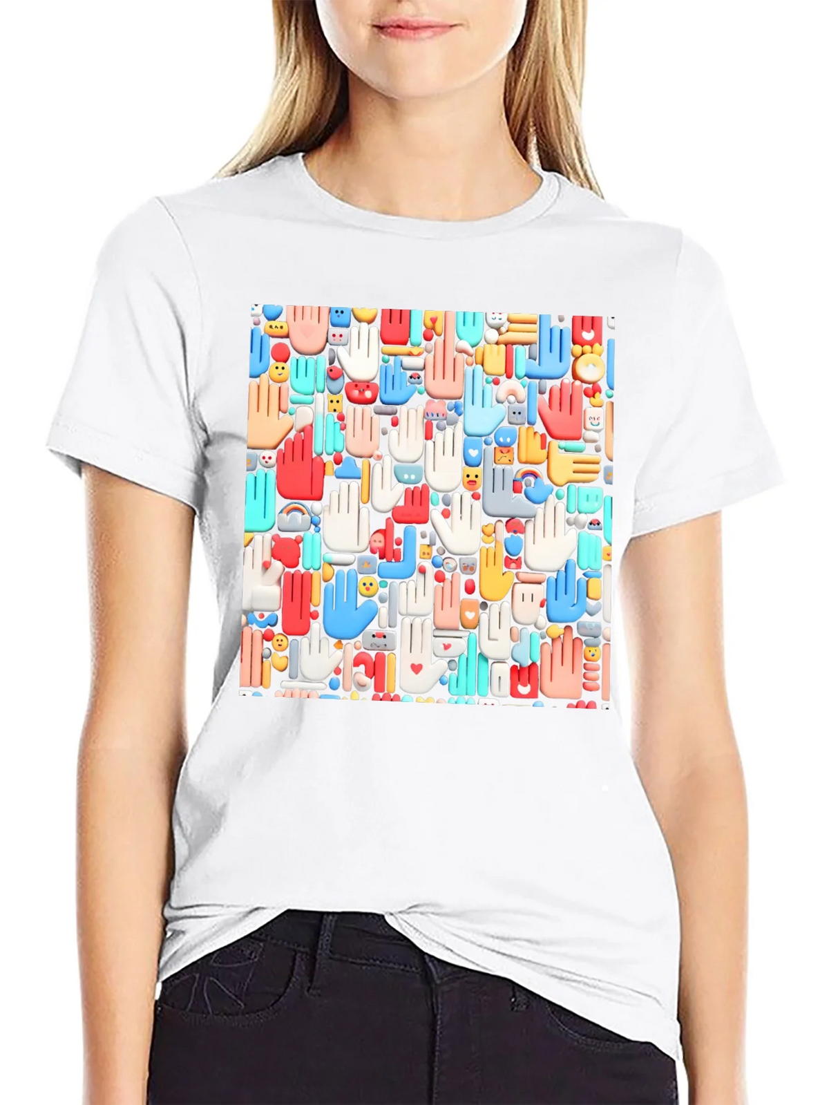Hands Patterned Black T-Shirt product image 8