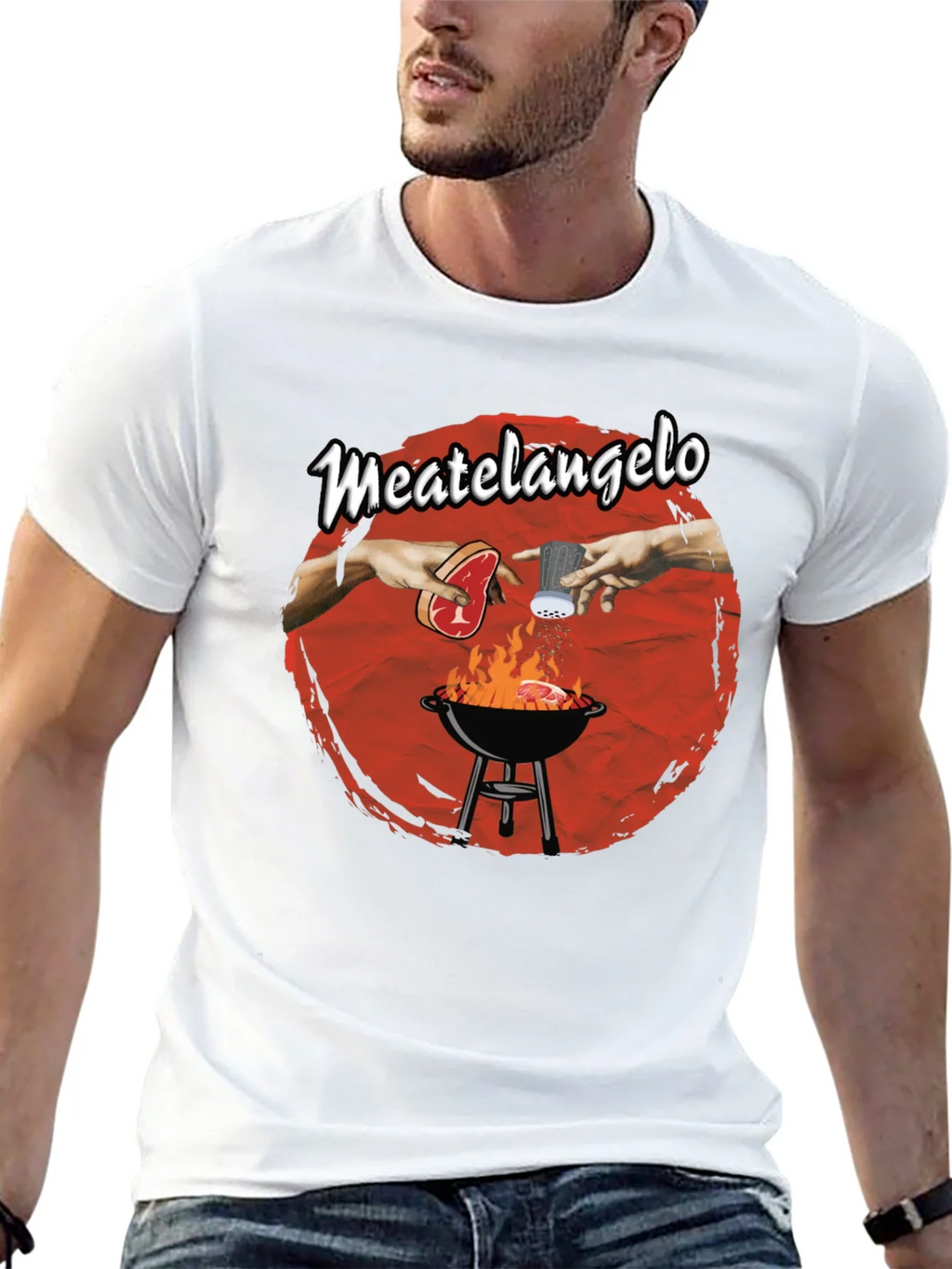 Meatangelo T-Shirt - Creation of Adam BBQ Design product image 12