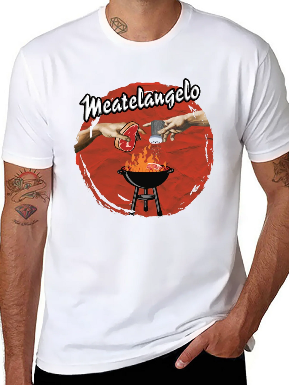 Meatangelo T-Shirt - Creation of Adam BBQ Design product image 7
