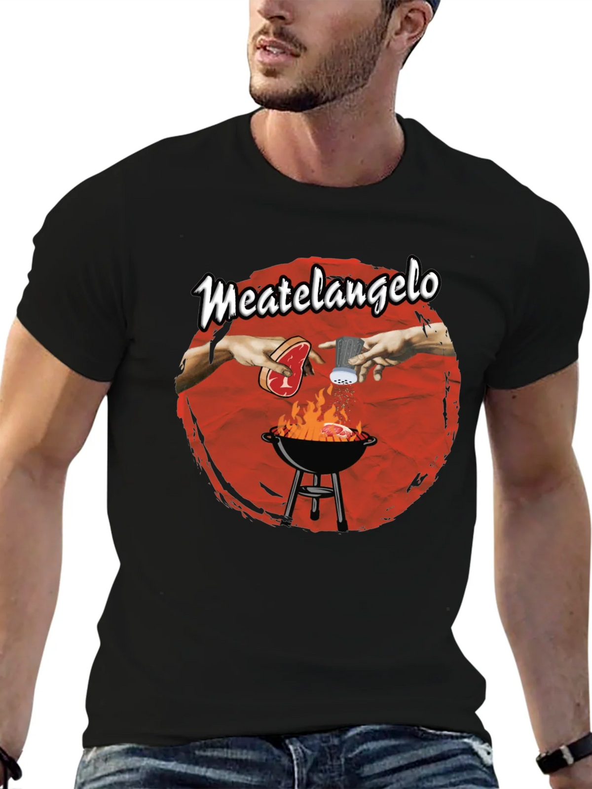 Meatangelo T-Shirt - Creation of Adam BBQ Design product image 6