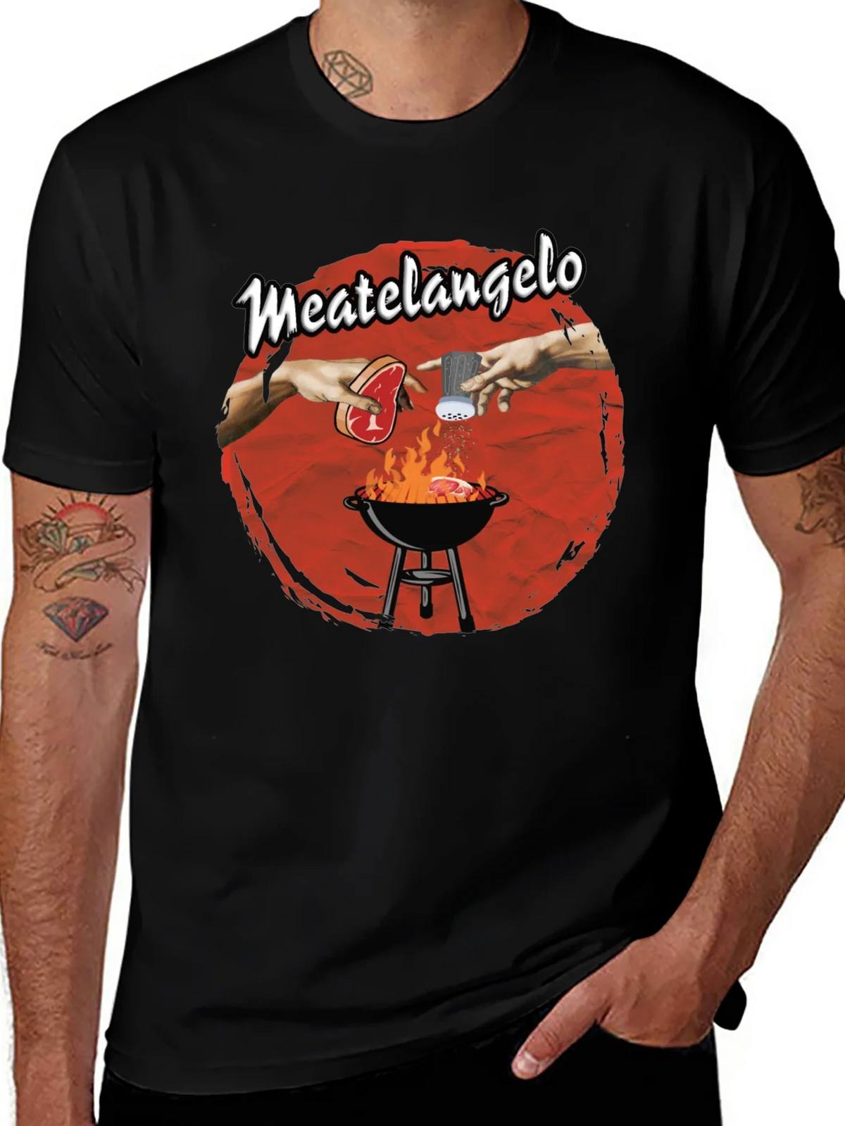 Meatangelo T-Shirt - Creation of Adam BBQ Design product image 1