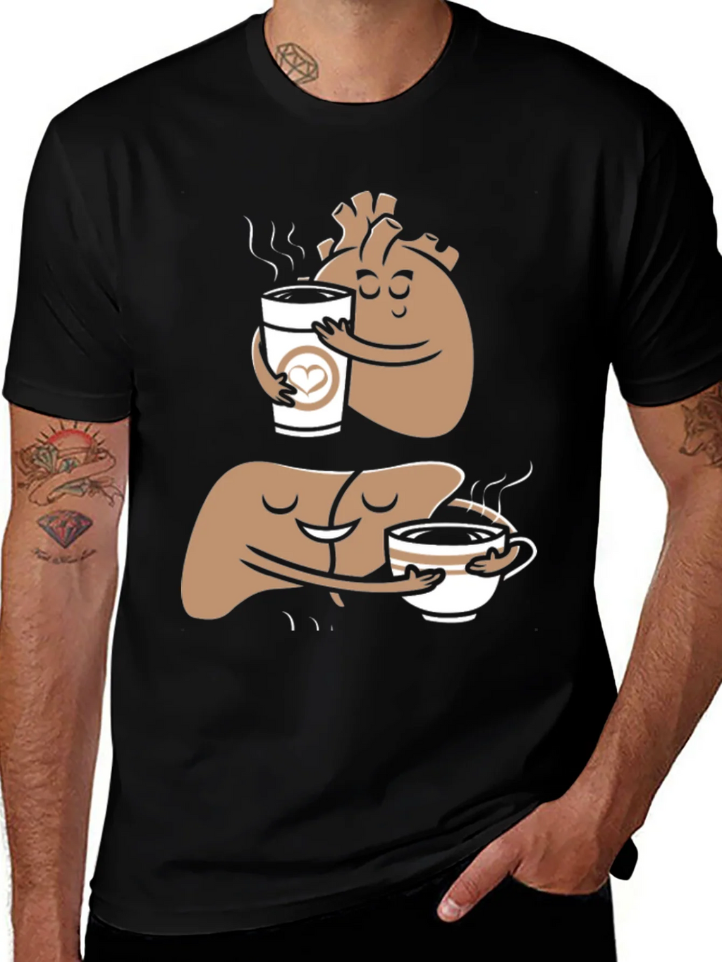 Anatomical Heart & Liver Coffee T-Shirt product image 1