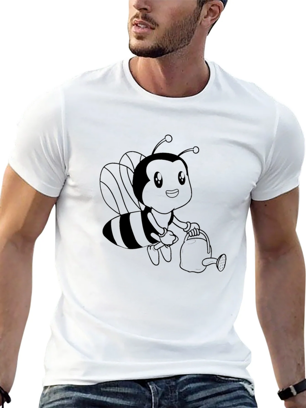 Cute Bee Graphic Tee - Black Cotton Comfort product image 12