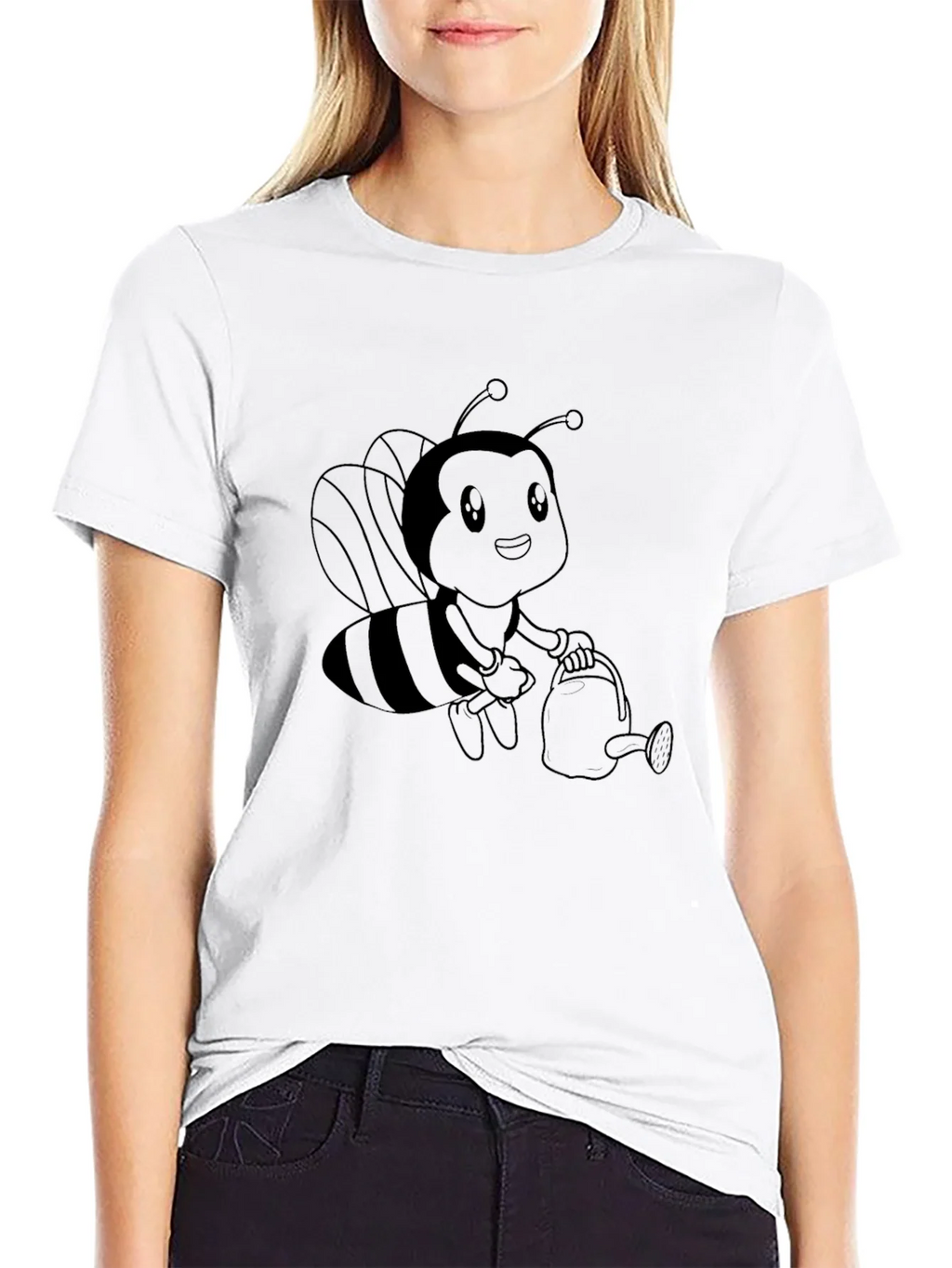 Cute Bee Graphic Tee - Black Cotton Comfort product image 8