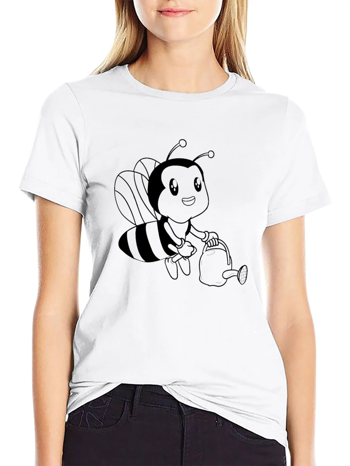 Cute Bee Graphic Tee - Black Cotton Comfort product image 8