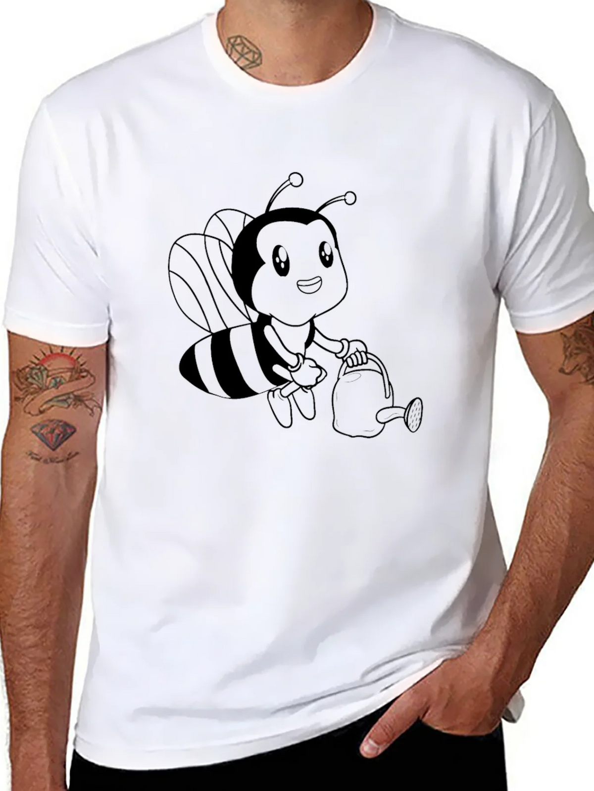 Cute Bee Graphic Tee - Black Cotton Comfort product image 7