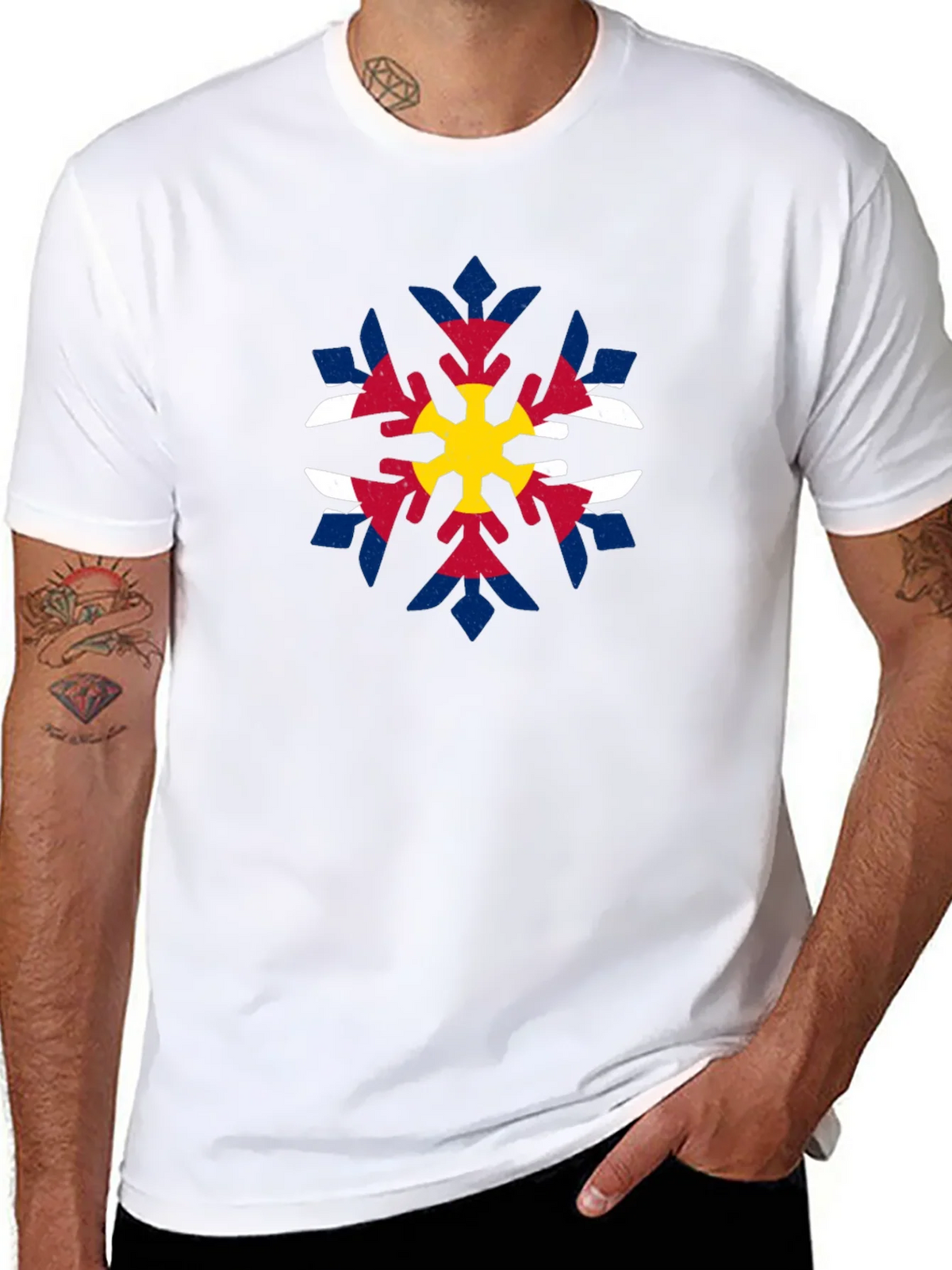 Colorado Flag Snowflake Graphic Tee - Black product image 7