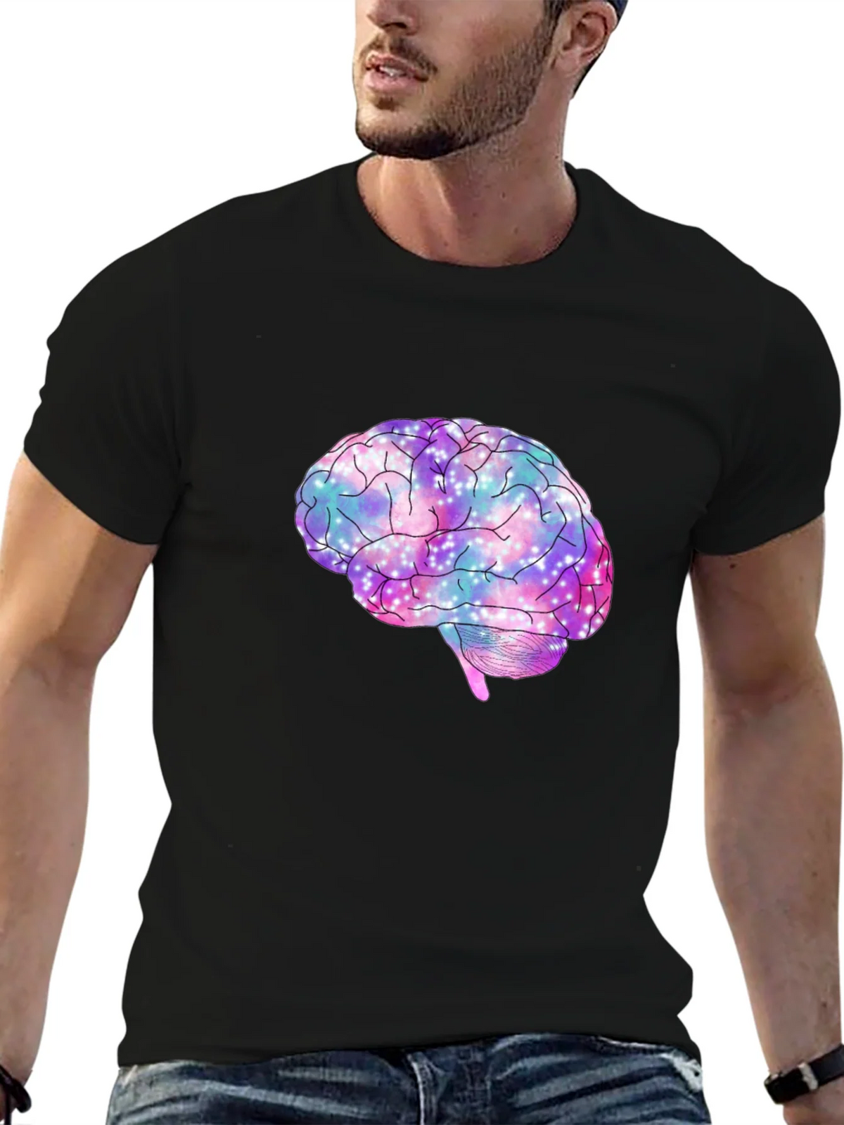 Galaxy Brain Graphic T-Shirt - Black product image 2