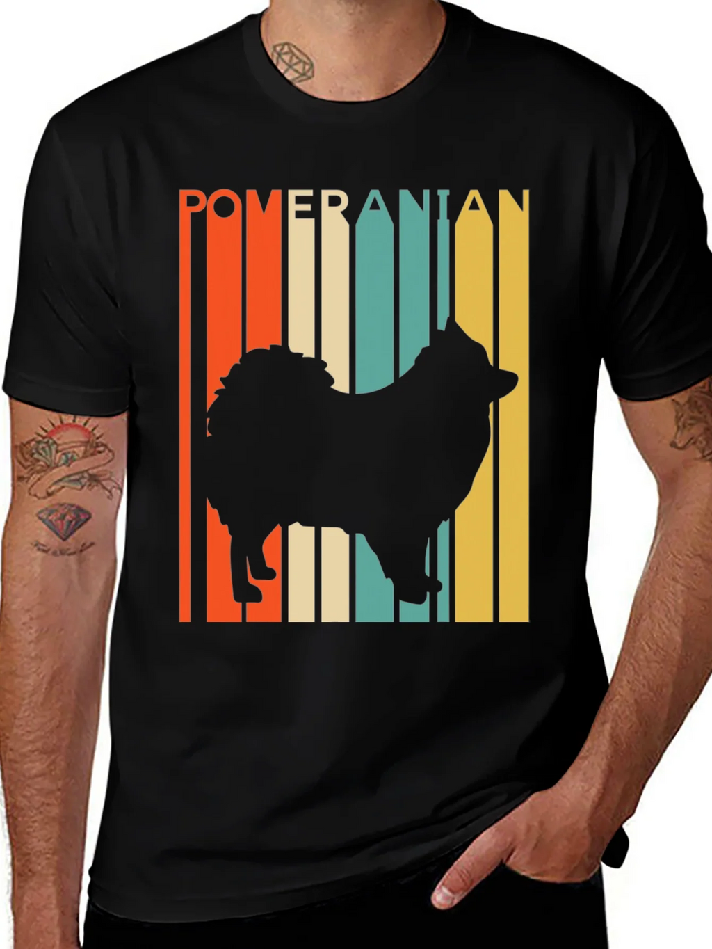 Pomeranian Silhouette Retro Graphic Tee product image 1