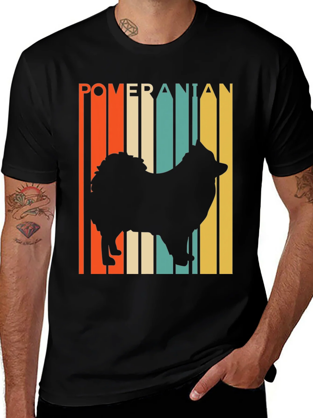 Pomeranian Silhouette Retro Graphic Tee product image 1