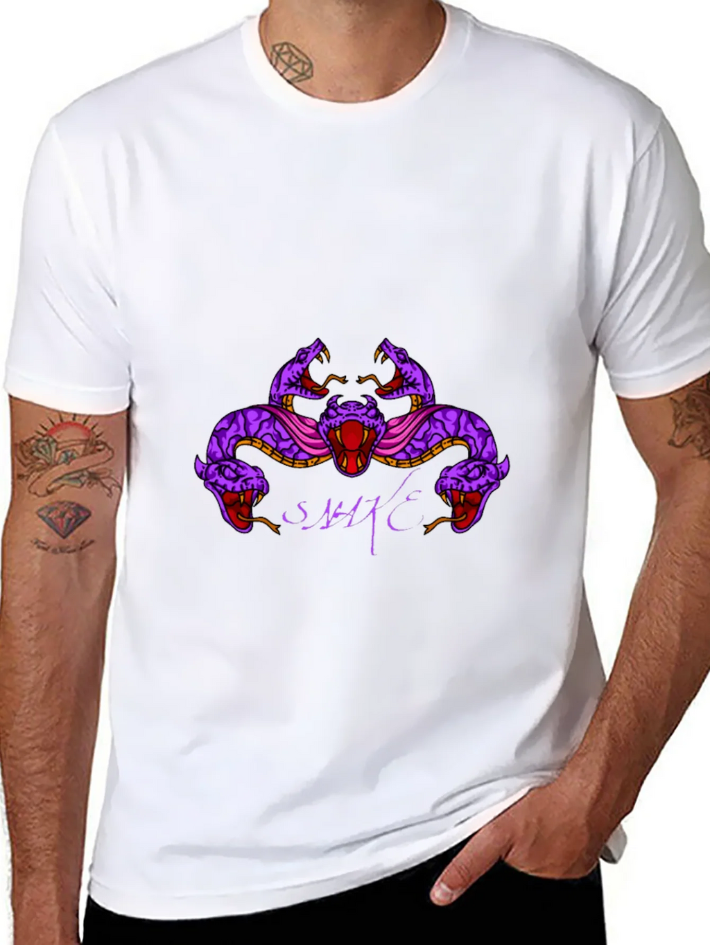 Mens Black Snake Graphic T-Shirt product image 7
