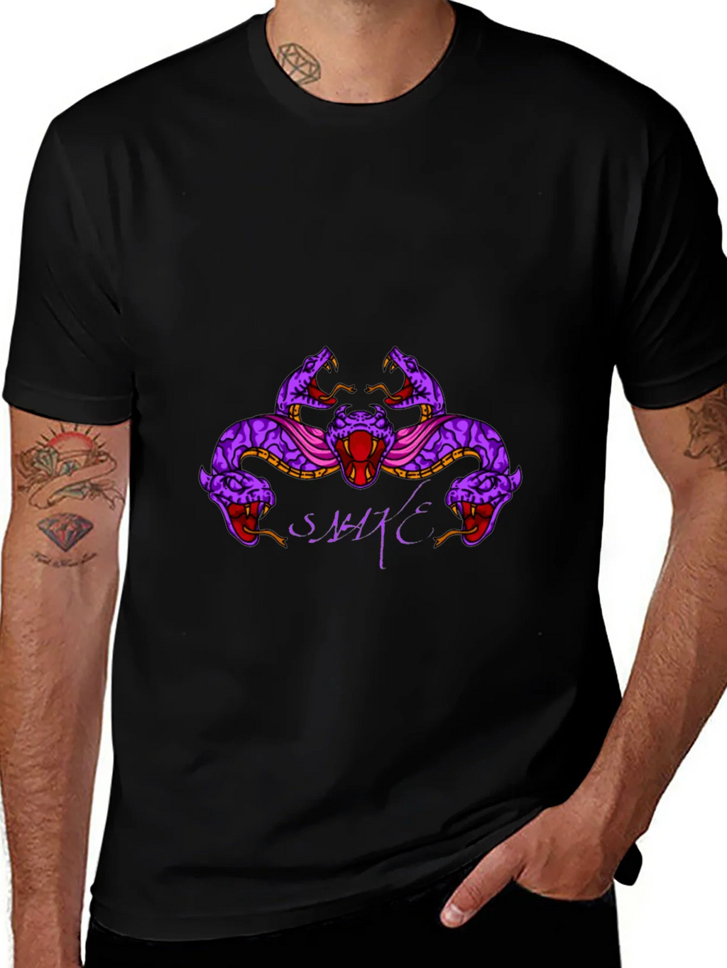 Mens Black Snake Graphic T-Shirt product image 1