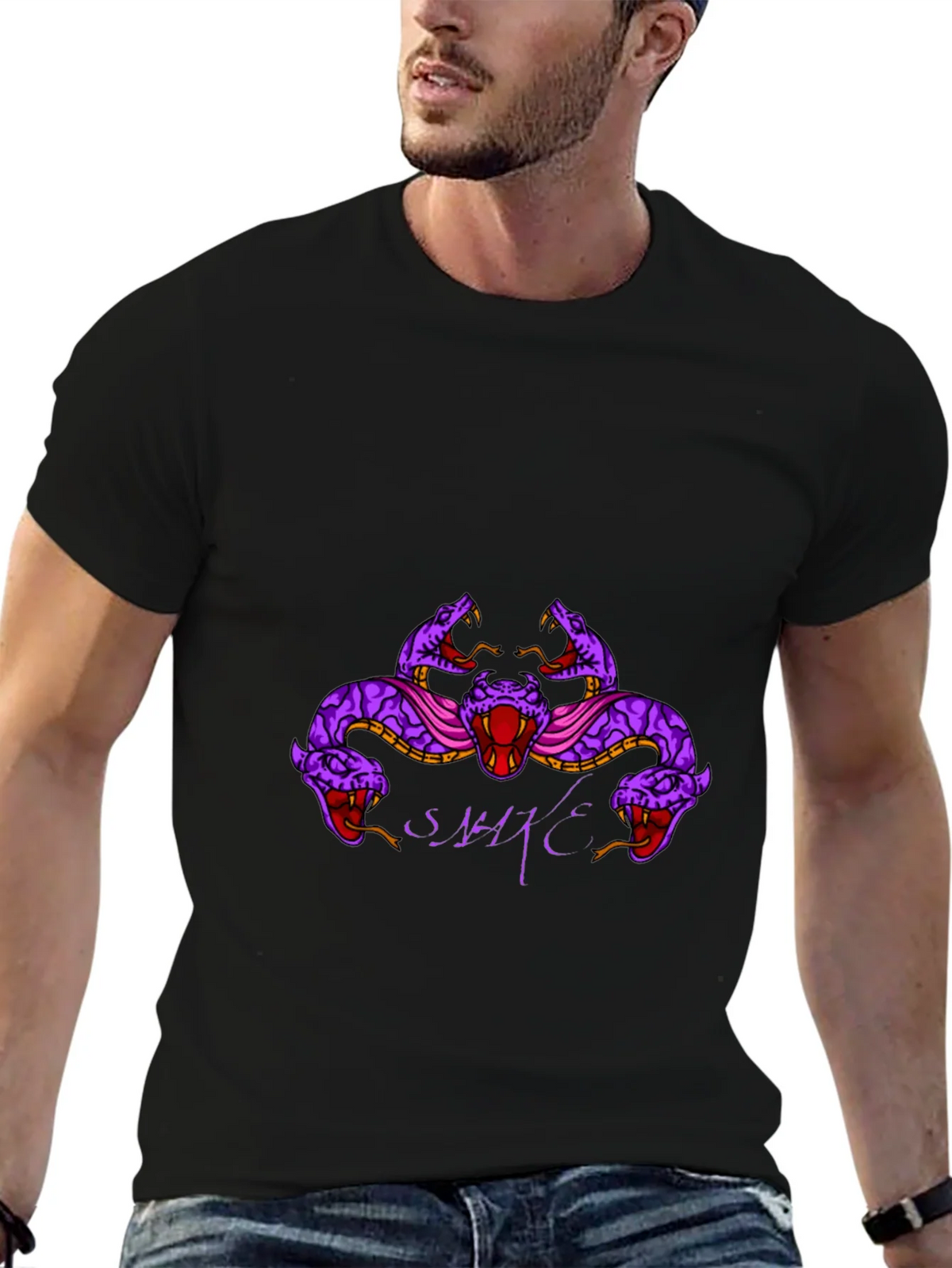 Mens Black Snake Graphic T-Shirt product image 6